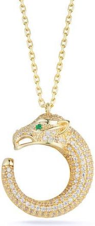 Sphera Milano Pav&eacute; Cubic Zirconia Panther Pendant Necklace in Gold at Nordstrom Rack