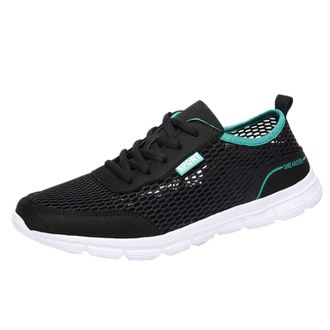 Generic Mens Mesh Trainers, Mesh Shoes Mens Lace Up Trainers Super Breathable Walking Sneakers with Flat Soft Sole Non Slip Running Shoes Fashion Summer Work 