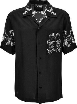 Versace Jeans Couture Shirt met korte mouwen - Heren - Korte mouwen Overhemden - Zwart - XS - Overhemden