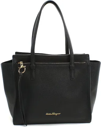 Ferragamo Black Leather Tote Bag (Pre-Owned)