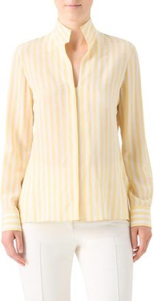 Akris Stripe Silk Tunic Shirt in Sun/Ecru at Nordstrom, Size 12