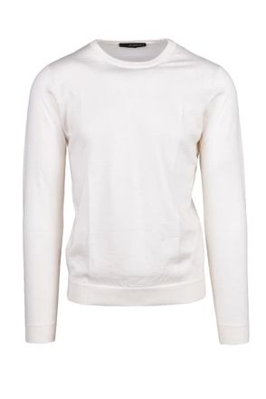 Jeordie's White Merino Wool Mens Crewneck Sweater
