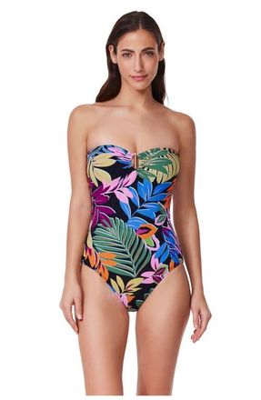 Gottex Costa Del Sol Bandeau One Piece in Black-Multi at Nordstrom, Size 12