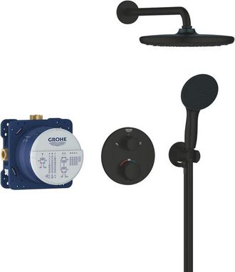 GROHE Precision Showerset - compleet - handdouche diameter 11cm - 2 straalsoorten - hoofddouche diameter 25cm - matte black (mat zwart)