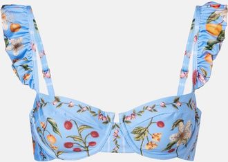 Agua Bendita Top bikini Kiwi con stampa e volant