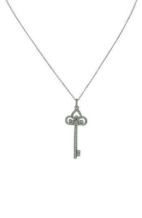 Olivia Welles Silver-Tone Regal Rhinestone Key Pendant Necklace in Silver /Clear at Nordstrom Rack