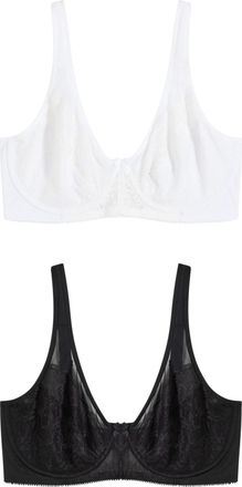 Bonprix Minimizer-BH BONPRIX, Damen, Gr. 100, Cup F, wei&szlig;, schwarz, Obermaterial: 80% Polyamid, 20% Elasthan. Netzfutter: 90% Polyamid, 10% Elasthan. Spitze: 