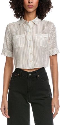 Frame Denim FRAME The Stripe Silk-Blend Utility Shirt