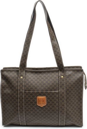 Celine Pre-owned Womens Large Square Zip Shopping Tote Shoulder Bag - Brown - One Size