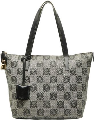 Loewe Black Gray Pvc Leather Tote Bag (Pre-Owned)