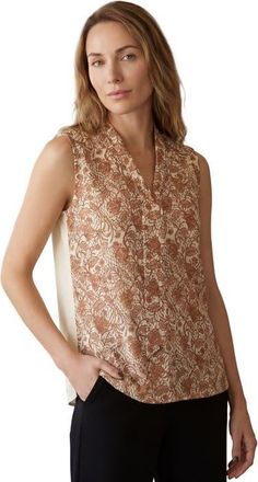 Jessica London Uptown Sleeveless Tie Neck Blouse in Cognac Lace at Nordstrom, Size 16