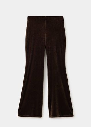Mango Pantaloni flare velluto verde scuro - Donna - S - MANGO