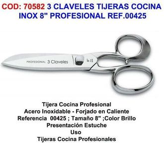 3 Claveles 3 Claveles - Fplus Tijeras Cocina Inox 8 Profesional Ref.00425