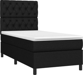 vidaXL Cama Box Spring Con Colch&oacute;n Tela Negro 80x200 Cm Vidaxl