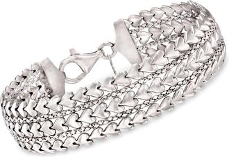 Ross-Simons Italian Sterling Silver Multi-Row Heart Bracelet
