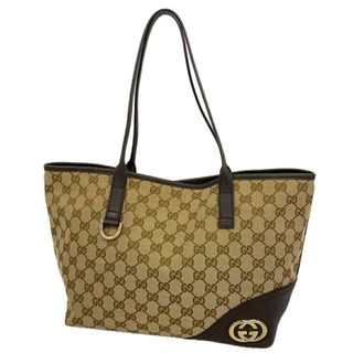 Gucci Beige Brown Canvas Tote Bag (Pre-Owned)