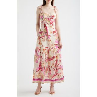 Ciebon Anisha Tie Strap Maxi Dress in Pink Multi at Nordstrom, Size X-Small