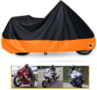 OEM Funda Para Moto, Impermeable, Dimensiones: 265105125 Cm, Resistente A La Lluvia, Protecci&oacute;n Uv Y Al Polvo, Color Negro Y Naranja
