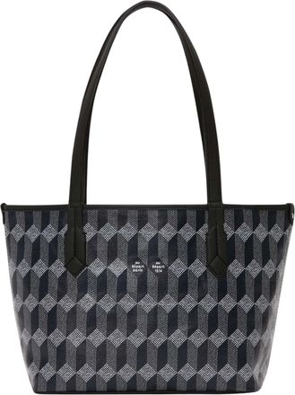 Au D&eacute;part Monogrammed Canvas Tote Bag With Leather Accents