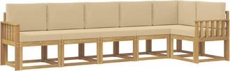 vidaXL Conjunto De Sof&aacute;s De Exterior 6 Uds. Y Beige Poli&eacute;ster Vidaxl