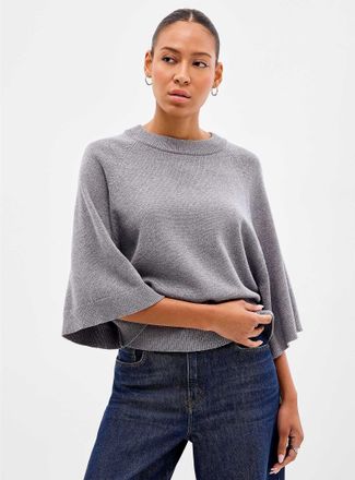Contemporaine Womens Raglan bell sleeves boxy-fit sweater