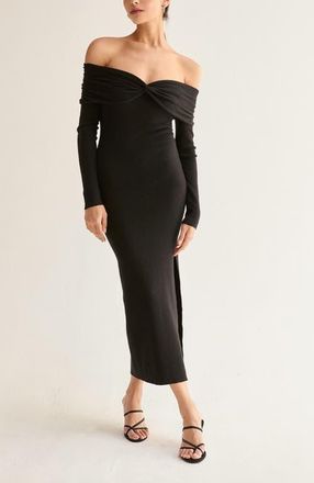 Crescent Off Shoulder Sweater Dress in Black at Nordstrom, Size X-Small