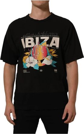Dolce & Gabbana Tropical Ibiza T-shirt met ronde hals - Heren - T-shirts - Zwart - L - Katoen - Tops