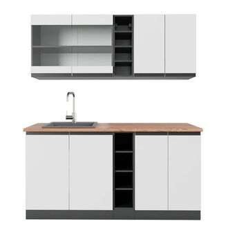 Vicco Cocina Vers&aacute;til R-line, Blanco/antracita, 160 Cm, Et Roble