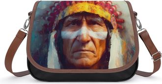 Generic Painting of Indian Chief Fashion Womens Crossbody Bags Novelty Handbag Shoulder Bag Purse