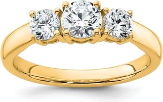 Diamond2Deal 14k Gold Lab Grown Diamond 3-Stone Wedding Band Ring 1Ct Clarity- VS Color- D-E