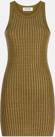 The Attico Womens Military Green Mini Dress With Rhinestones - Khaki Cotton - Size EU 36 (Womens)