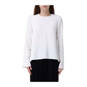 A|X Armani Exchange Blusa Fluida de Viscosa - Tops - Mujer - Beige - S