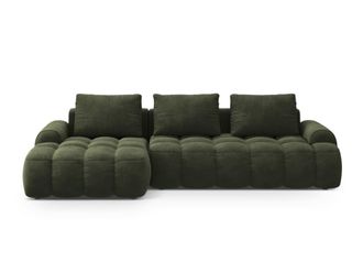 Cosmopolitan Design Sof&aacute; cama esquinero izquierdo con ba&uacute;l 3 plazas terciopelo verde