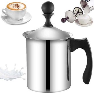 OEM Espumador De Leche Port&aacute;til De Acero Inoxidable De 800 Ml: Espumador Manual Para Una Espuma De Leche Perfecta, Mandril Para Preparar Caf&eacute;