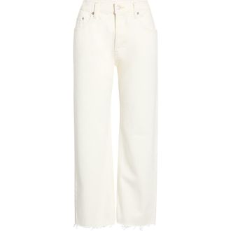 Re/Done Beau Raw Hem Crop Straight Leg Jeans in Crema at Nordstrom, Size 23