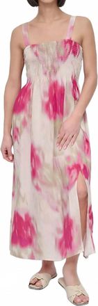 DKNY Printed Rumpled Voile Dress In Watercolor