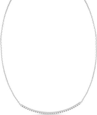 Bony Levy 18K Gold Audrey Diamond Curve Bar Necklace in 18K White Gold at Nordstrom, Size 18