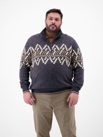 Lerros Norwegerpullover LERROS LERROS Troyer mit Norwegermuster in &Uuml;bergr&ouml;ssen, Herren, Gr. 6XL, classic navy, 67% Baumwolle, 33% Polyacryl, ohne Ausschnitt,