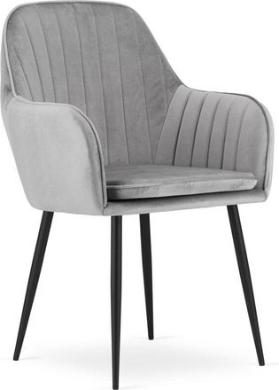 OEM Silla Lugo - Terciopelo Gris Plateado / Patas Negras X 1