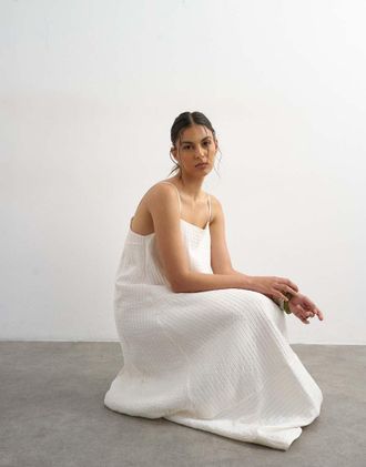 Topshop Prendisole lungo premium testurizzato bianco