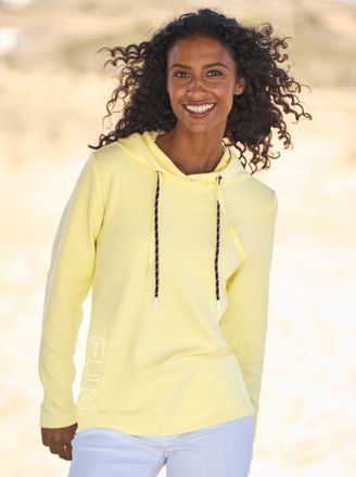 Heine Sweatshirt HEINE, Damen, Gr. 38, gelb (zitrone), 73% Viskose, 23% Polyamid, 4% Elasthan, unifarben, Sweatshirts Sweatshirt