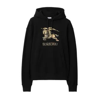 Burberry Hoodies, male, Black, Size: L Cotton Jersey Hoodie
