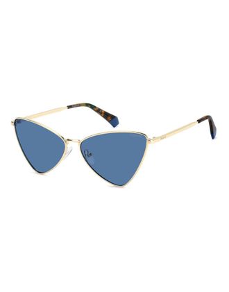 Polaroid Sunglasses Polaroid - Occhiali da sole triangolari anni 90 color oro con lenti polarizzate blu