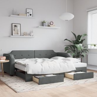 vidaXL Sof&aacute; Cama Nido Con Cajones Tela Gris Oscuro 90x190 Cm Vidaxl