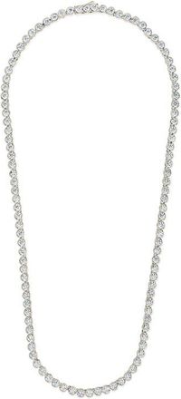 Sterling Forever Helene Bezel Cubic Zirconia Tennis Necklace in Silver/white at Nordstrom, Size 20