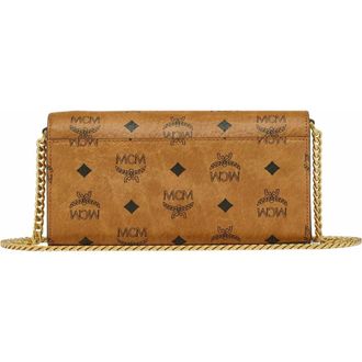 MCM Mini Aren Shoulder Bag in Visetos in Cognac at Nordstrom