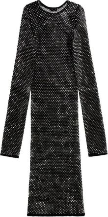 Balenciaga Kleedjes, Dames, Zwart, M, Versierde Midi-jurk met Lange Mouwen