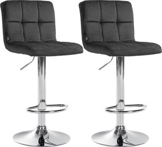 Clp Clp - Set De 2 Taburetes De Bar Peru En Terciopelo Gris Oscuro Cromado