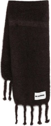 Jil Sander Sciarpa in lana con frange - Marrone