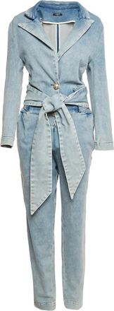 Balmain Tuta intera denim con cintura - Blu
